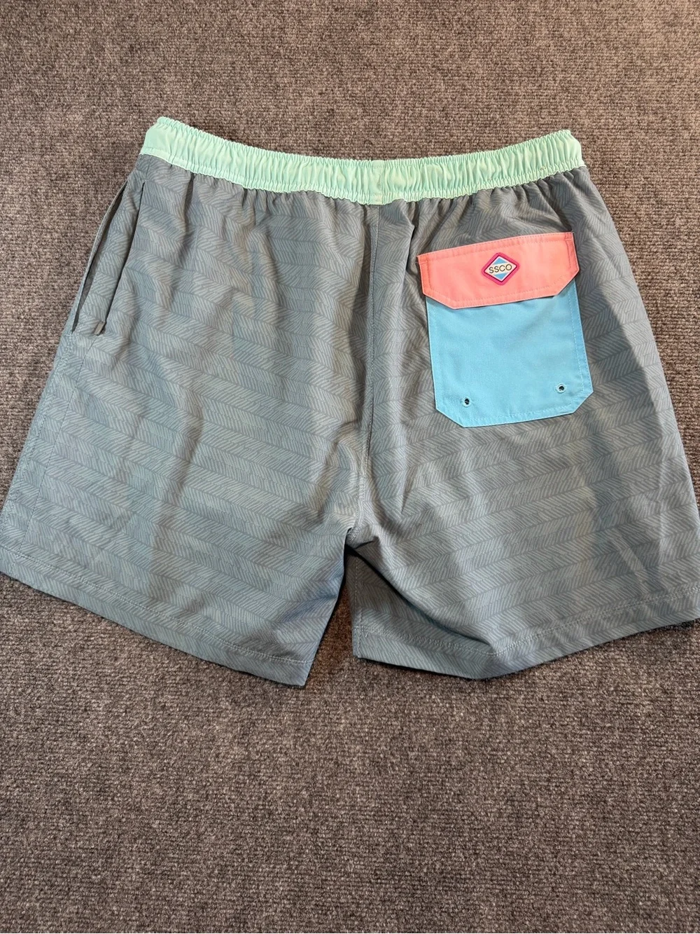 SSCO Swim Shorts Large Gray Print 5.5